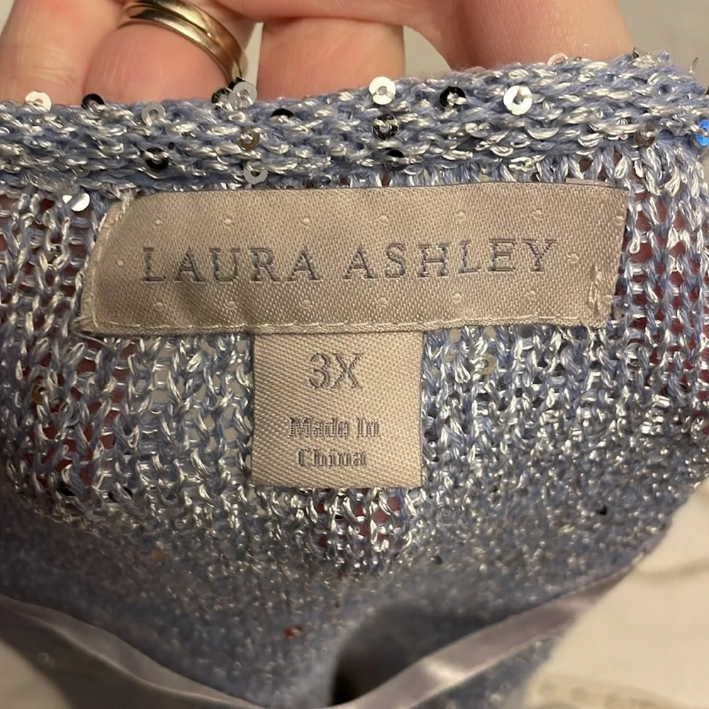 Laura Ashley Blue Ombré Sequined Cardigan - Picture 4 of 6